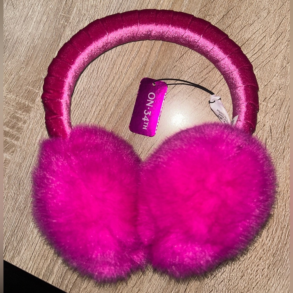 On 34th Women's Pink Faux-Fur Earmuffs NEW